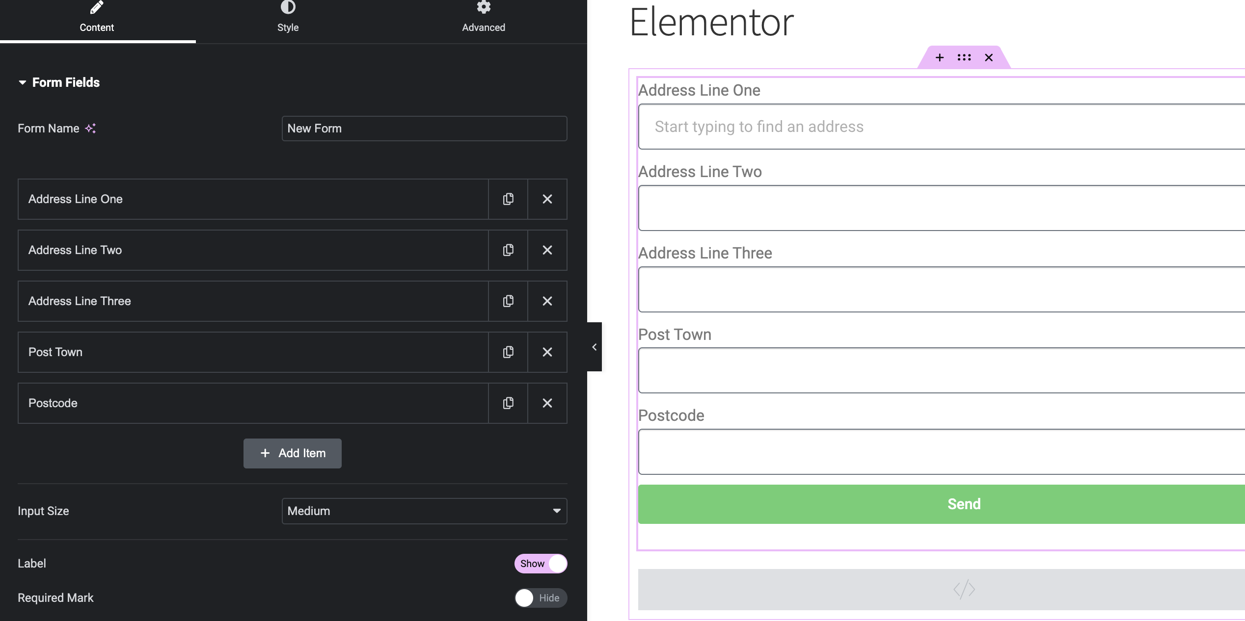 Create address fields-screenshot