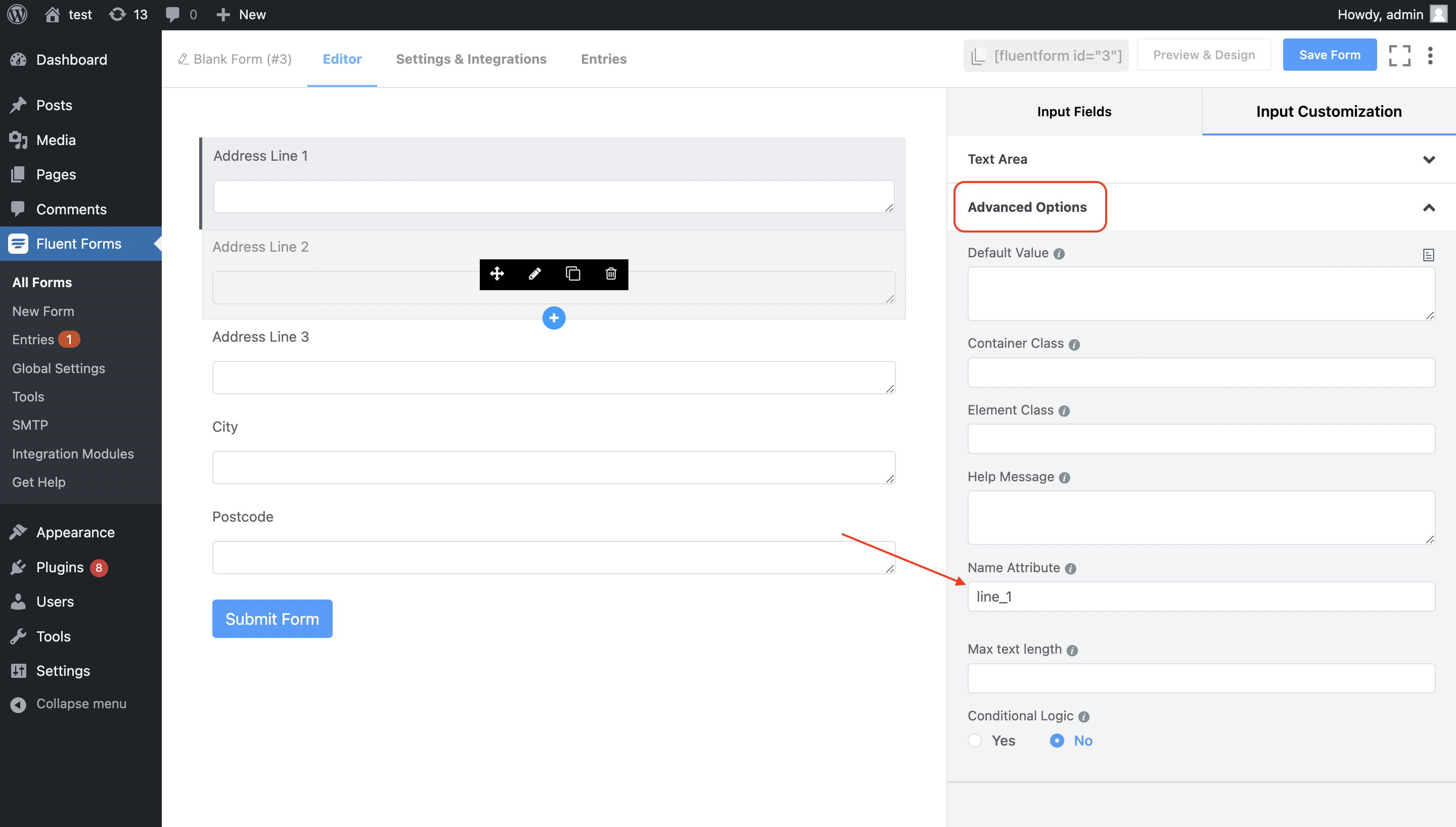 Add a custom name attribute-screenshot