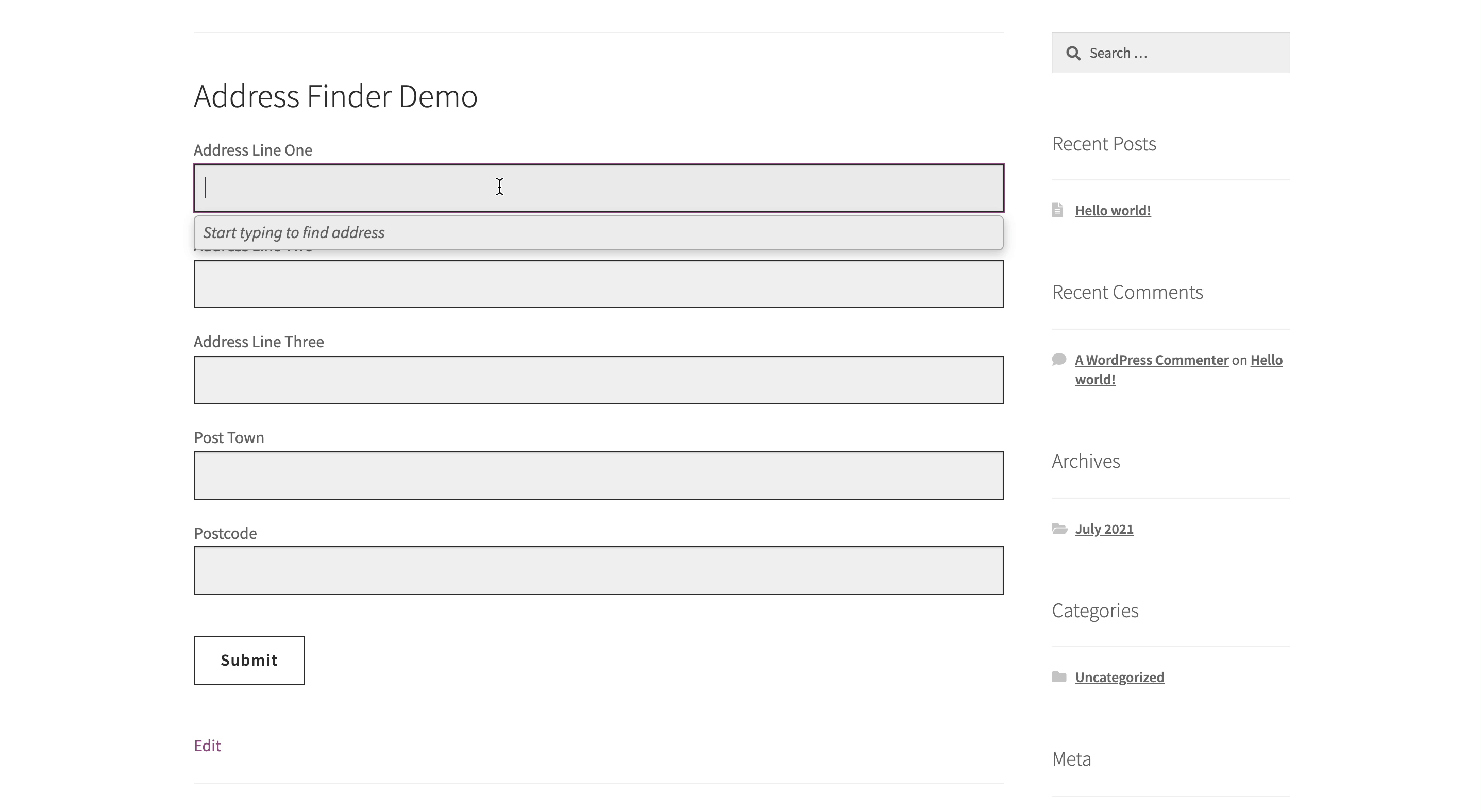 Activate Address Finder on your address collection forms-screenshot