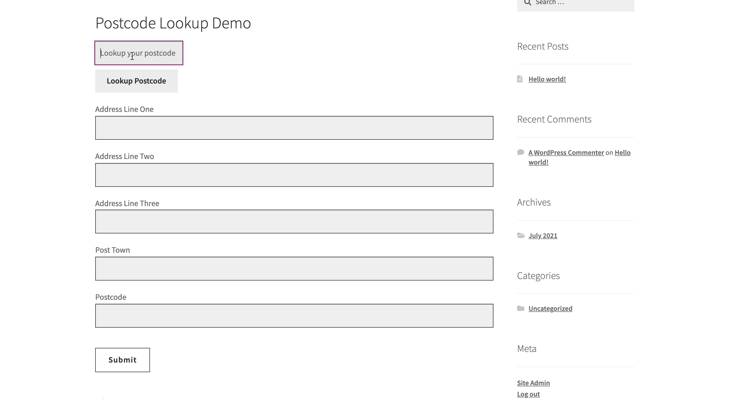 Activate Postcode Lookup on your address collection forms-screenshot